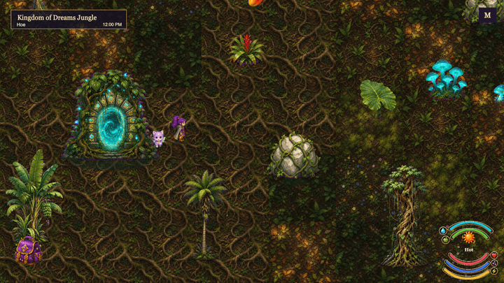 Current gameplay capture of Reverie and Star Kitten exploring the Kingdom of Dreams Jungle